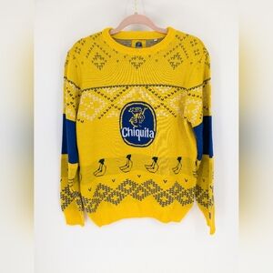 Chiquita Banana Yellow Logo Sweater Mens Size M Ugly Sweater Award Prize Promo